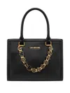Love Moschino Structured Black Handbag With Distinctive Gold-tone Chain In Black