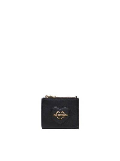 Love Moschino Logo Lettering Zipped Wallet In Black