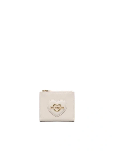 Love Moschino Logo Lettering Zipped Wallet In White
