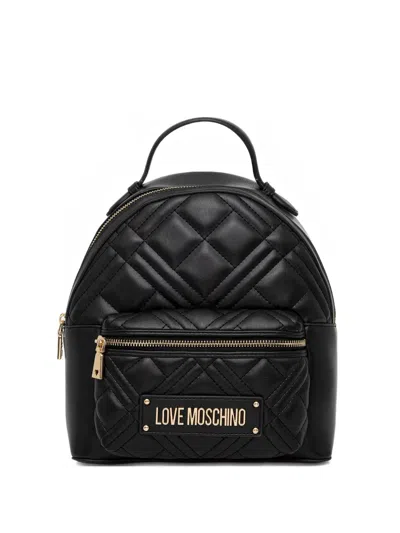 Love Moschino Logo-patch Backpack In Black