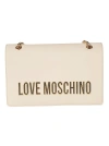 Love Moschino Logo Plaque Applique Shoulder Bag In Ivory