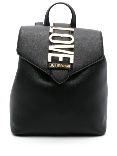 Love Moschino Logo-plaque Backpack In 黑色