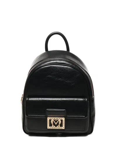 Love Moschino Logo-plaque Backpack In Black