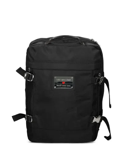 Love Moschino Logo-plaque Backpack In Black