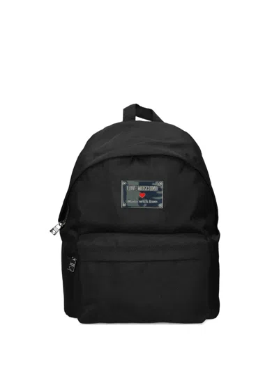 Love Moschino Logo-plaque Backpack In Black