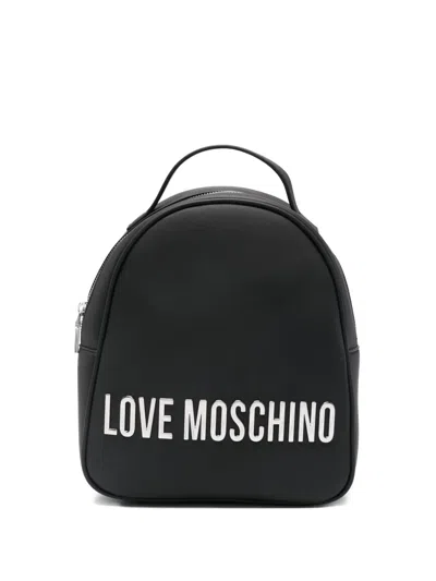 Love Moschino Logo-plaque Backpack In Black