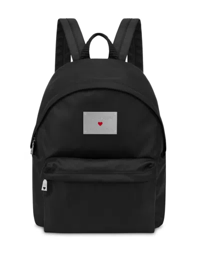 Love Moschino Logo-plaque Backpack In Black