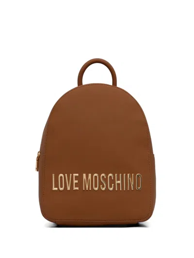 Love Moschino Logo-plaque Backpack In Brown