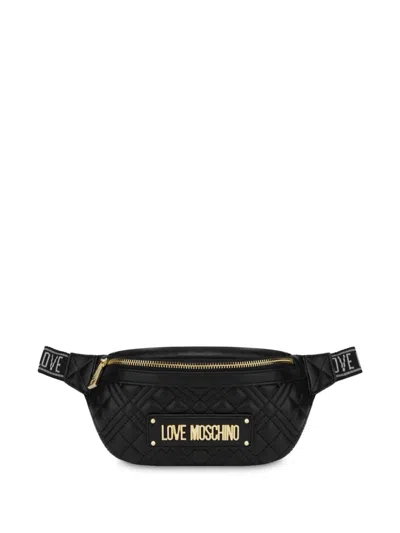 Love Moschino Logo-plaque Belt Bag In Black