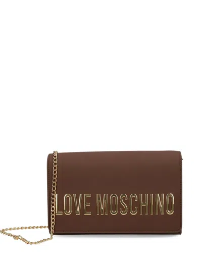 Love Moschino Logo-plaque Chain Cross Body Bag In Brown