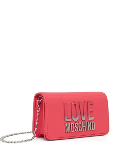 Love Moschino Logo-plaque Chain Crossbody Bag In Pink