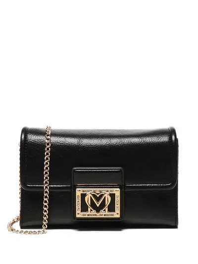 Love Moschino Logo-plaque Chain Shoulder Bag In Black