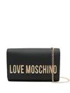 Love Moschino Logo-plaque Chain-strap Clutch Bag In Black