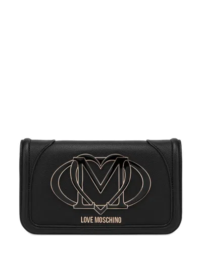Love Moschino Logo-plaque Clutch Bag In Black