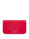 Love Moschino Logo-plaque Clutch Bag In Red