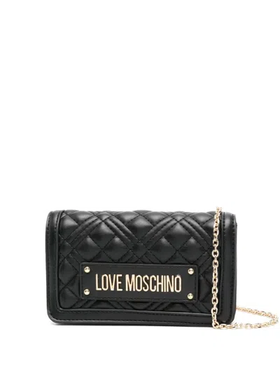 Love Moschino Logo-plaque Clutch Bag In Red