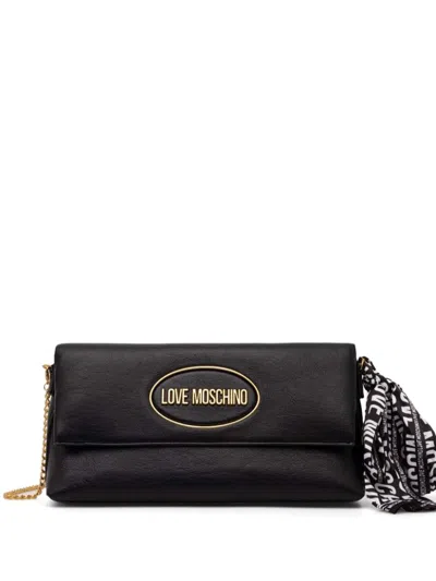 Love Moschino Logo Plaque Cross Bag In Black