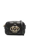 Love Moschino Quilted Black Faux Leather Crossbody Bag With Logo Plaque In 黑色