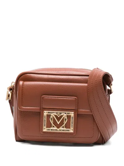 Love Moschino Logo-plaque Cross Body Bag In Brown