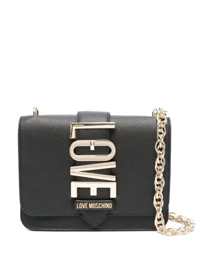 Love Moschino Logo-plaque Crossbody Bag In 黑色