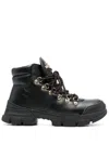 Love Moschino Logo-plaque Lace-up Ankle Boots In Black