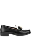 Love Moschino Calfskin Bicolor Loafers Lovely College In Black