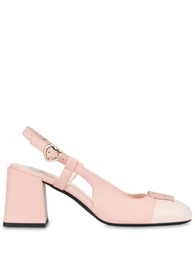 Love Moschino Logo-plaque Leather Pumps In Pink