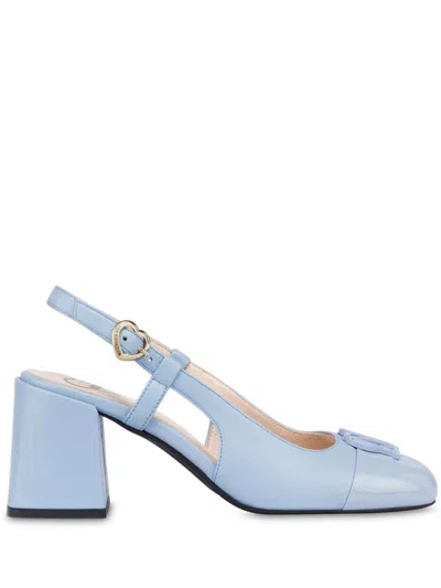 Love Moschino Logo-plaque Leather Pumps In Blue