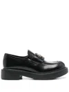 Love Moschino Abrasive Calfskin Moccasins City Love In Black