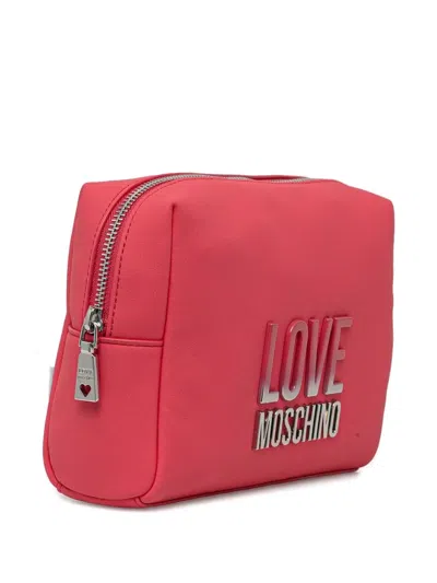 Love Moschino Logo-plaque Make-up Bag In Pink