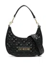 Love Moschino Quilted Logo-plaque Shoulder Bag In Black