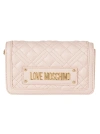 LOVE MOSCHINO LOGO PLAQUE QUILTED SHOULDER BAG