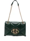 Love Moschino Logo-plaque Quilted Shoulder Bag In Green