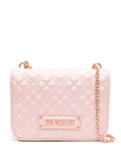 Love Moschino Logo-plaque Quilted Shoulder Bag In Pink