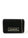 Love Moschino Logo-plaque Shearling Shoulder Bag In Black