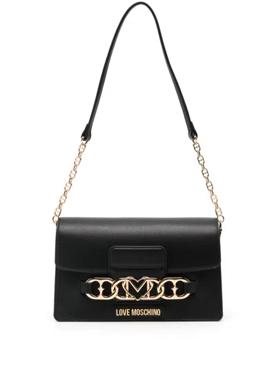 Love Moschino Logo-plaque Shoulder Bag In 0000 Nero