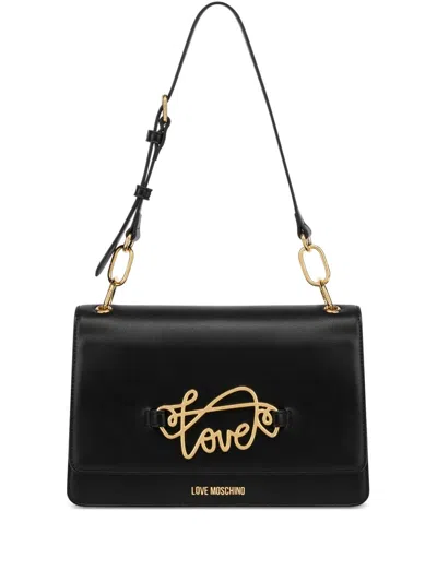 Love Moschino Logo-plaque Shoulder Bag In Black