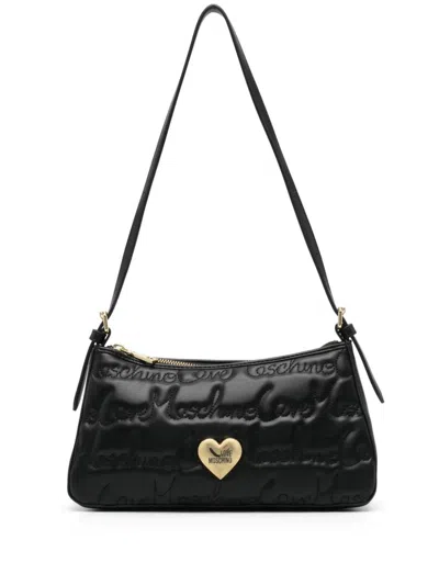 Love Moschino Logo-plaque Shoulder Bag In Black