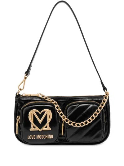 Love Moschino Logo-plaque Shoulder Bag In Black