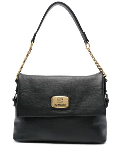 Love Moschino Logo-plaque Shoulder Bag In Black