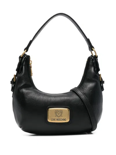 Love Moschino Logo-plaque Shoulder Bag In Black