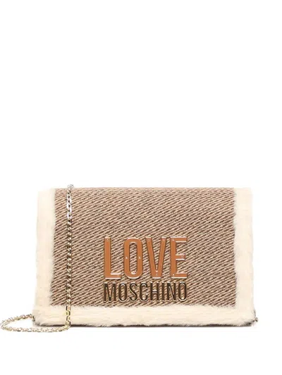 Love Moschino Logo-plaque Shoulder Bag In Brown
