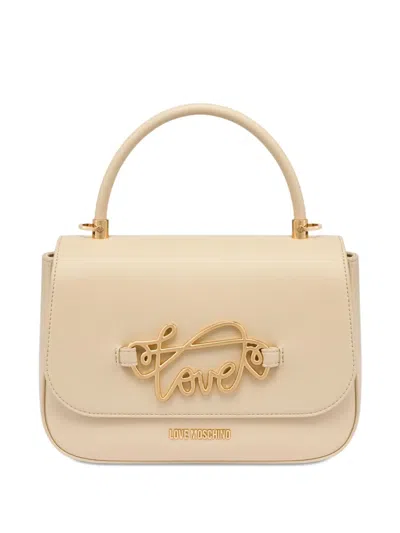 Love Moschino Logo Plaque Shoulder Bag In Neutrals
