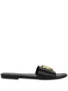 Love Moschino Logo-plaque Slides In Black