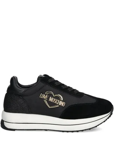 Love Moschino Logo-plaque Sneakers In Black