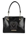 Love Moschino Logo-plaque Studded Shoulder Bag In Black