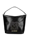 Love Moschino Logo-plaque Studded Shoulder Bag In Black