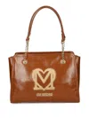 Love Moschino Logo-plaque Studded Shoulder Bag In Brown