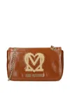 Love Moschino Logo-plaque Studded Shoulder Bag In Brown