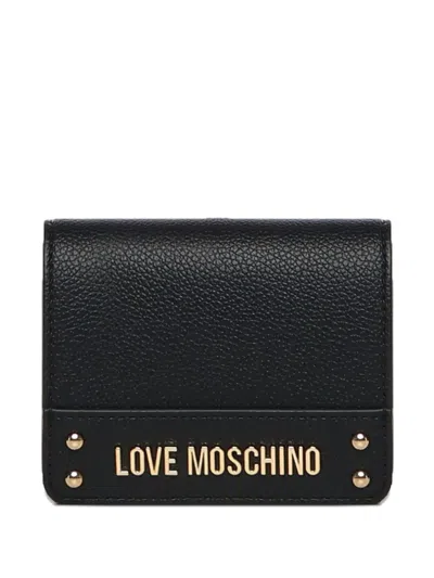 Love Moschino Logo-plaque Studded Wallet In Black